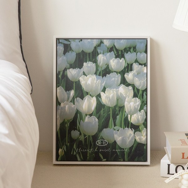 네덜란드튤립 집들이선물 플라워 액자, 화이트튤립, 화이트튤립