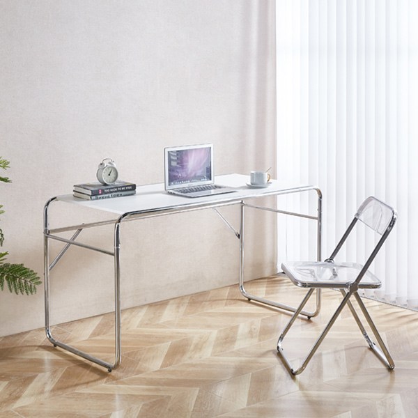  발렌 모던 데스크 미드센추리 모던 철제 게이밍 책상 다용도 테이블, 화이트(WWD3070-WH) 