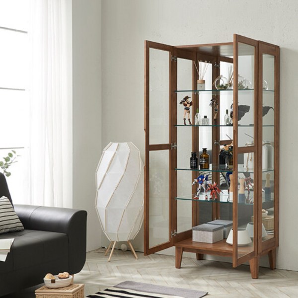 [모던탑21] 名品(명품) 고무나무 A-타입 원목장식장 유리 진열장 장식장, 모델/색상:명품 고무나무 원목 장식장(A타입)