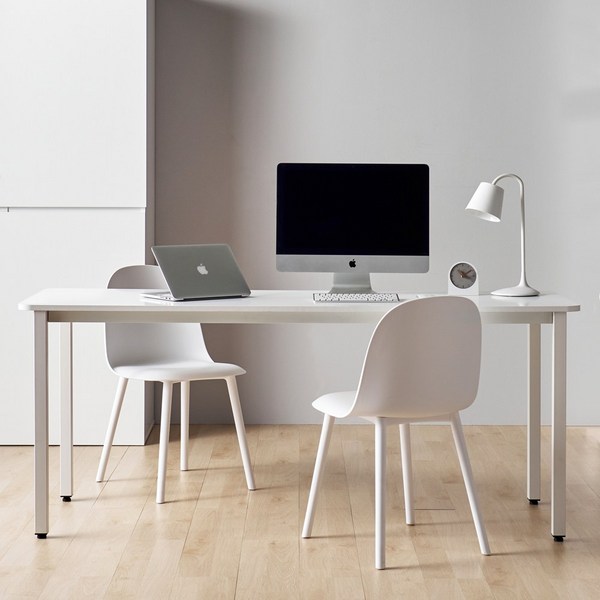 DK9929 기사설치시공 필웰 스틸프레임 라운드 심플 책상 1800 X 600 DVX, 화이트