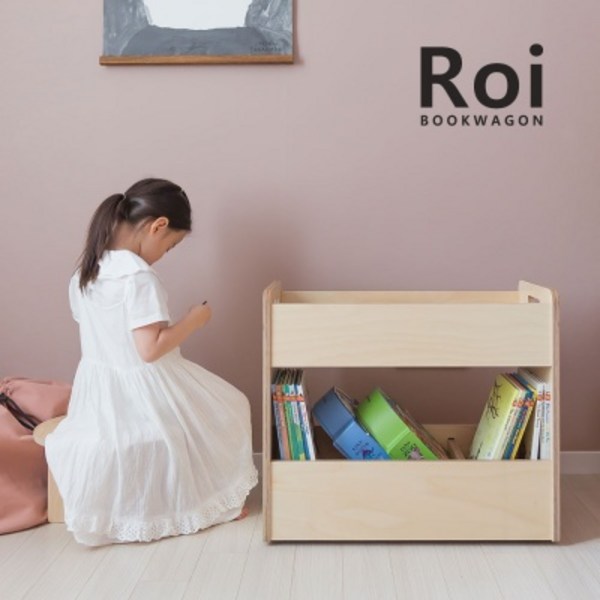  [꼬메모이] 로이 북웨건 B 이동식 수납장 / 자작나무 유아 아기 전면책장 장난감 정리함 카트 트, 로이북웨건B(내츄럴), 1개 