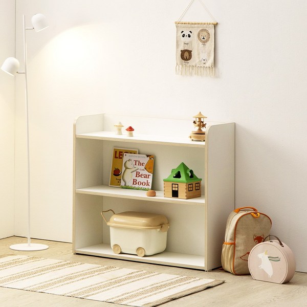 [NEW런칭쿠폰+방문설치] 플레이너스 친환경 E0 모모키즈 오픈형 낮은 2단 3단 교구장 아이방 아기 유아 수납장 선반장 책장, 오픈형 2단 (FD01022)