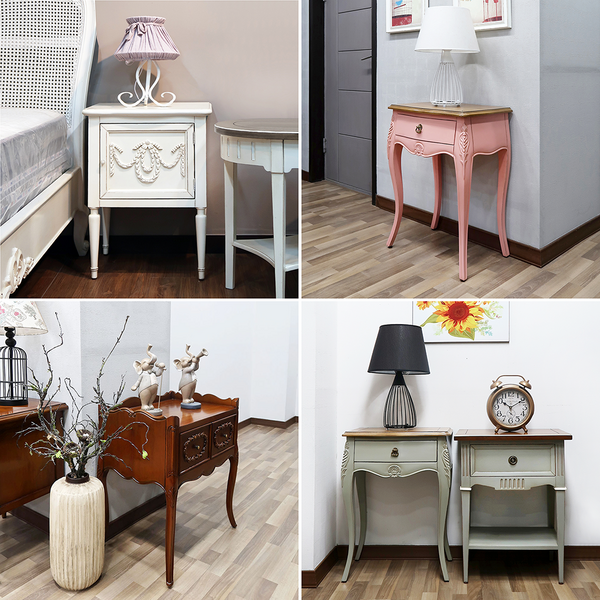  협탁 가구 (모음) 침대 쇼파 사이드 작은 미니 틈새 빈티지 프렌치 엔틱 쉐비, 보니(그레이) 