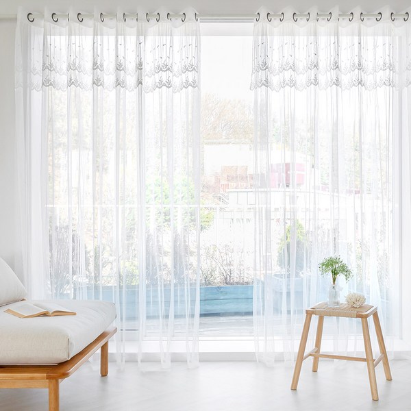 까르데코 디망쉬베일 특대형 레이스커튼 2장