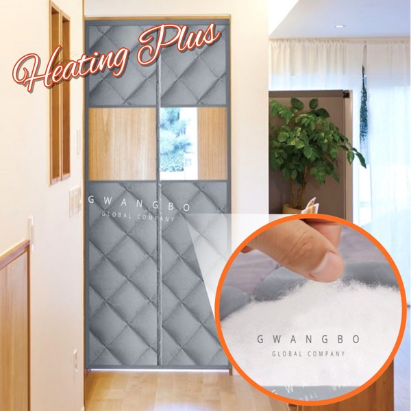히팅플러스 겨울 방한 방풍 붙이는 누빔 패딩커튼 외풍차단 현관 중문 찍찍이 자석 커튼, 풀커버, 1개