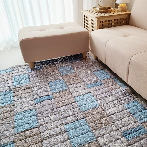 지베누오 먼지없는 북유럽풍 거실매트 바닥이불 침대패드, 블루-3맆퀼트