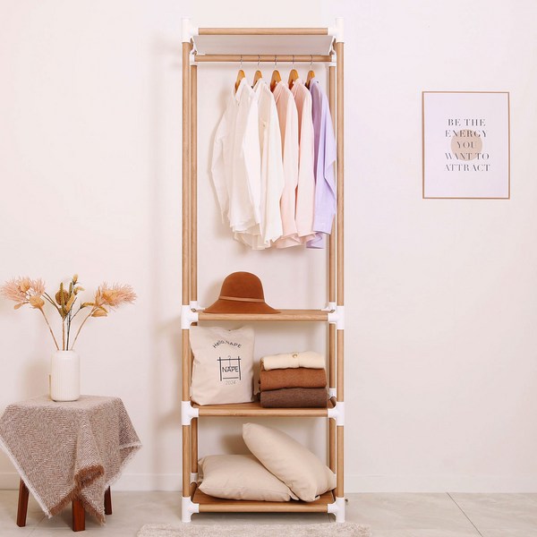 네이프 고정식행거 2단행거 드레스룸행거 시스템행거 선반행거 수납행거, 4.베이직 싱글 4단 600