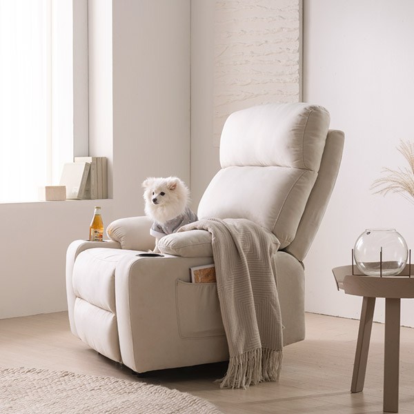  [삼익가구] 휴이 프리미엄 1인용 전동 원터치 리클라이너 소파 수유의자 1인소파, 아이보리 