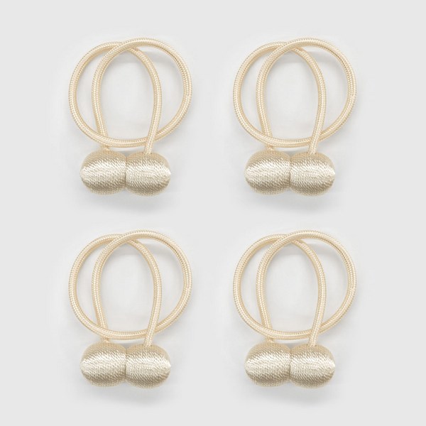 더원홈데코 마그네틱 커튼 고정 스트랩볼 커튼끈 2세트, 4개, 아이보리