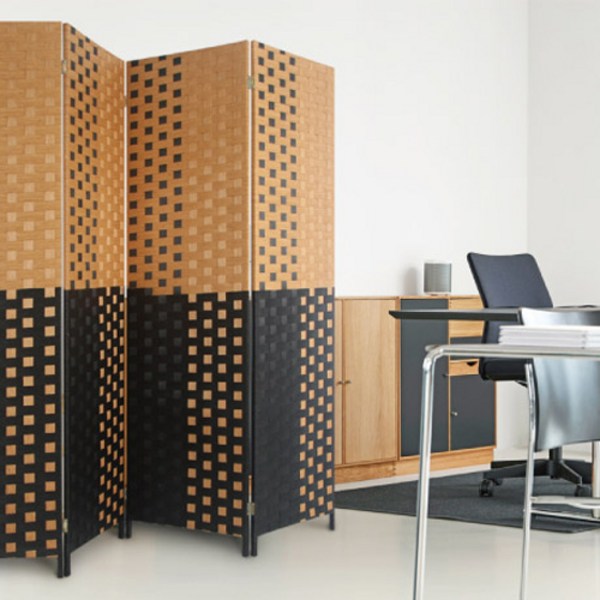 에코팩토리 인테리어 파티션 핸드메이드 라탄 칸막이 공간분리 가벽, [D-대형] 투톤:브라운 높이150x넓이200cm