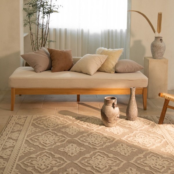  모로코 사이잘룩 러그, 베이지 