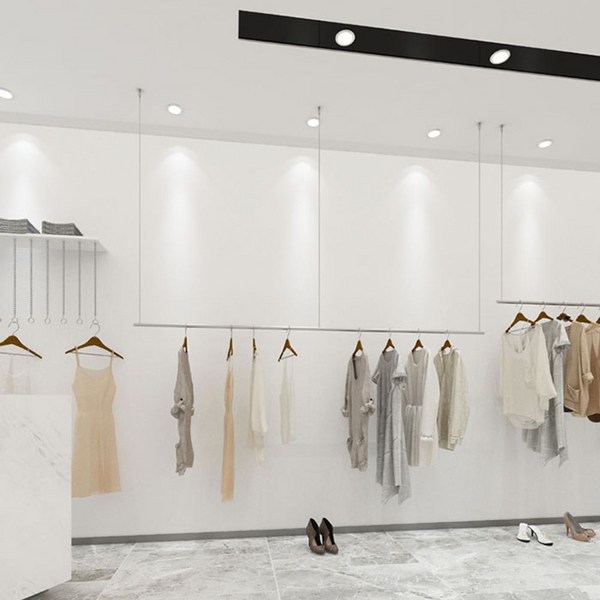 천장형 와이어 파이프 스텐행거 옷가게 매장용 120cm, 쿠팡 실버_120cm