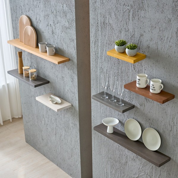  휴니드아름드리 벽선반 무지주 빈티지 고재 나무 원목 다용도 수납 주방 벽걸이 선반 일자형, 빈티지 초코블랙 