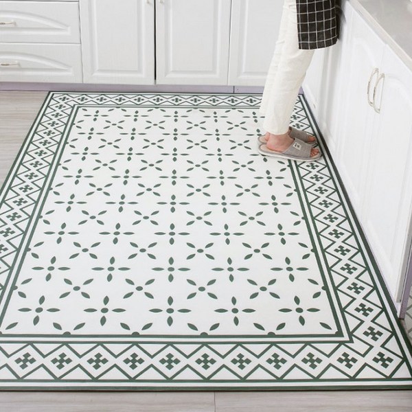  에이치앤아이 대형 가죽 주방매트 현관 발매트 (120cmx180cm), 그린T01 