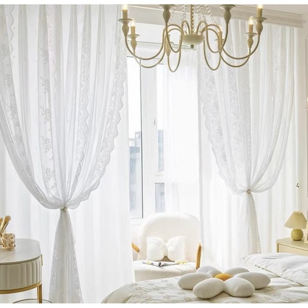 아일렛 고급스러운 이중커튼 비침없는 레이스 암막 이중커튼 2장