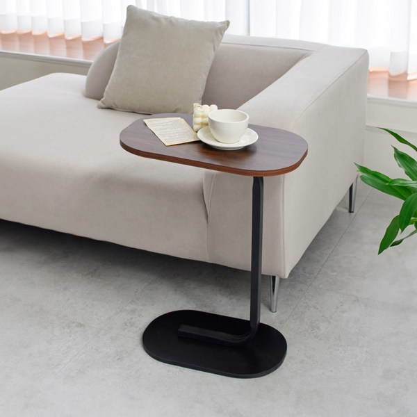  라온프리 쇼파 사이드테이블 이동식 침대 보조 테이블, 월넛 
