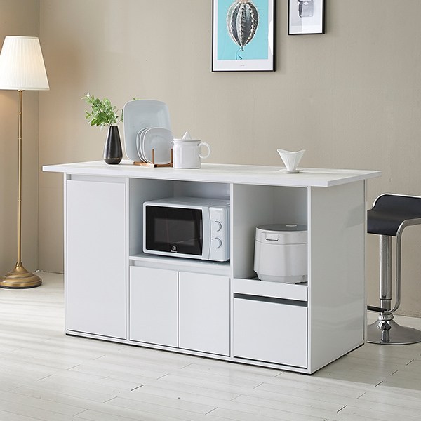  지베스 알렉스 서랍형 아일랜드 홈바 식탁테이블 렌지대 조리대 식탁수납장 (1200/1500사이즈), 1200 LPM상판, 화이트 상판 