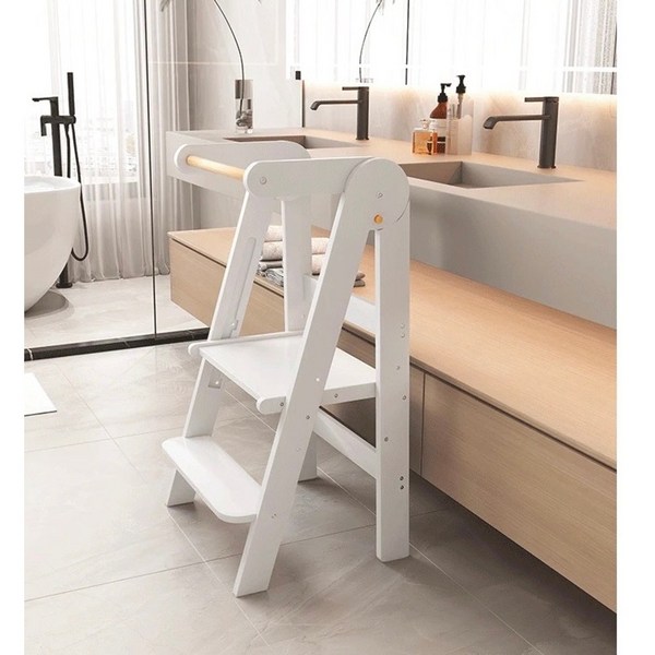 키친헬퍼 러닝타워 발판 유아 디딤대 발받침 접이식 손씻기, 화이트