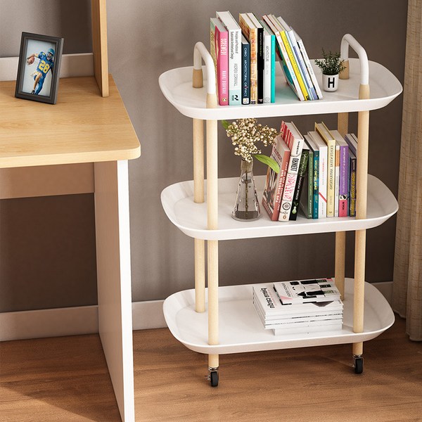 Roomxyd 3단 이동식 트롤리 카트 북유럽 틈새선반 모던, 화이트