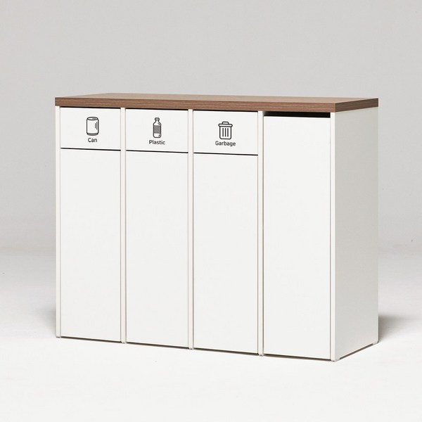 필웰 무노 4칸 분리수거함 수납장, 잉글리쉬월넛, 1개