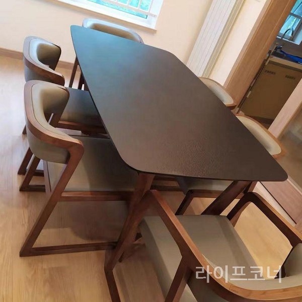  화산석 돌 식탁세트 카페 북유럽감성 4인6인 카페테이블세트 다이닝테이블 모던식탁의자, 1.4x0.8m 화산석 식탁 