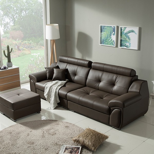  [보루네오] 엘리브 세인트 라텍스 천연가죽 4인용소파+스툴 sk051, 다크브라운 