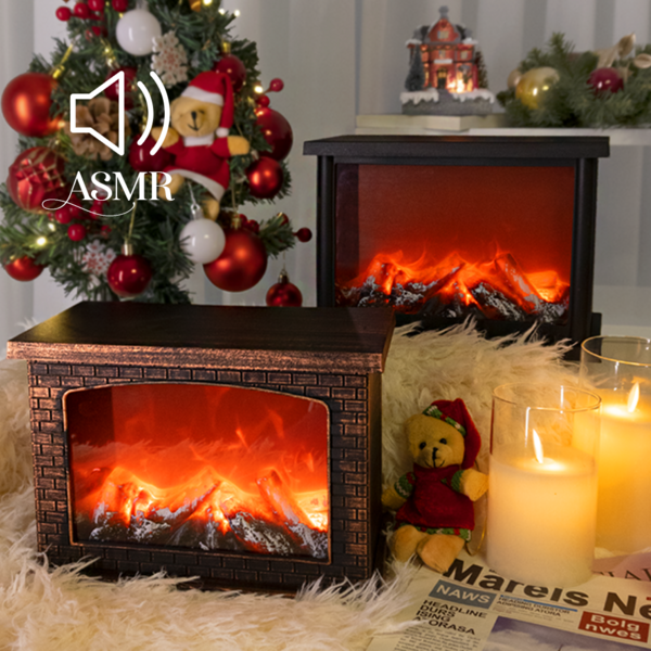  ASMR 소리나는 불멍 벽난로 무드등 크리스마스 LED 인테리어 조명 (KC인증완료), 블랙 