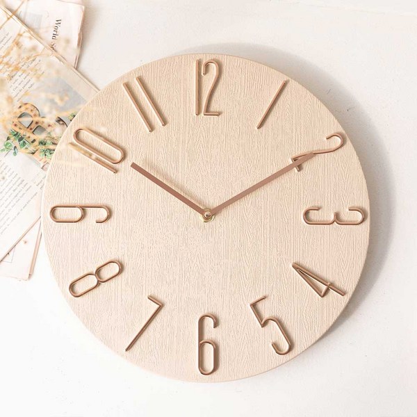 리리꼬 유럽감성 인테리어 예쁜 무소음 벽시계, 베이지골드