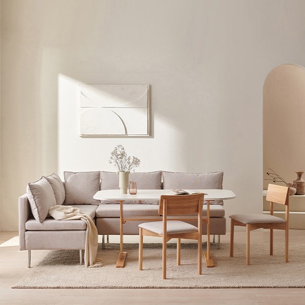  [FULL SET] 삼익가구 마이 리빙다이닝 원목 식탁 풀세트 SALE, 내추럴, 01.4인 세트 (라운지형_좌형) 