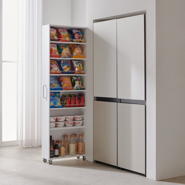 해피아이 컨실 냉장고수납장 틈새장 틈새수납장 주방수납장, 화이트