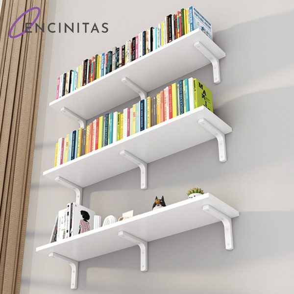  엔시니타스 벽선반 다용도 우드 벽걸이 선반, 화이트 