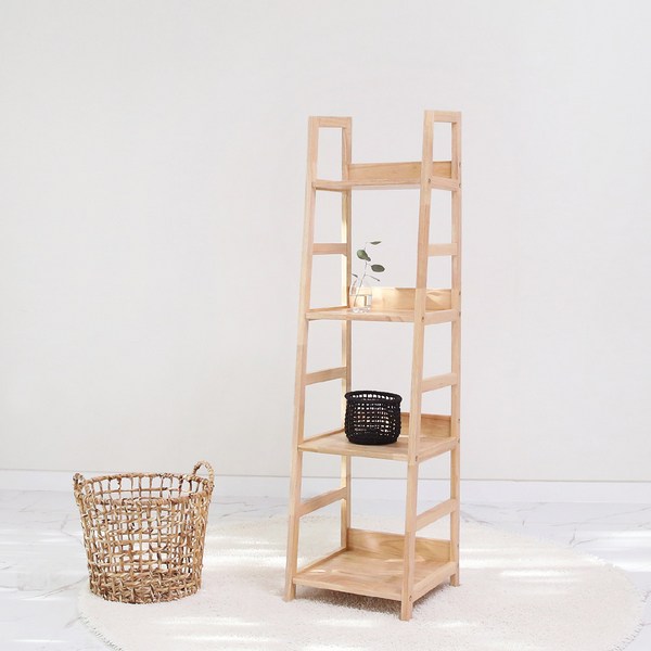  벤트리 원목 4단 사다리 수납선반 2size (2color), 내추럴 색상 