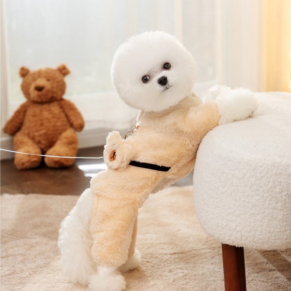 강아지 올인원 후리스 하네스, 아이보리