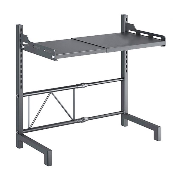 샵472 렌지대 높이 가로 조절형 전자레인지 밥솥 광파 오븐 선반 사무용품 셀프 자유 걸이형, 2단형, 그레이(회색)