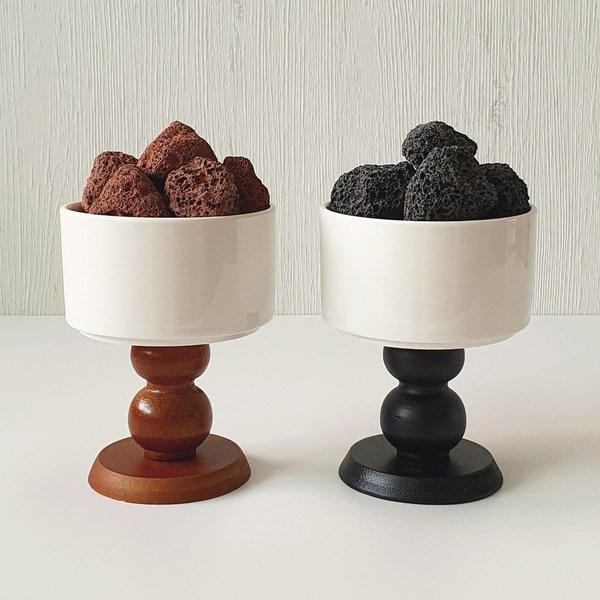 향긔 프렌치볼 화산석 스톤 디퓨저 용기 실내 방향제 인테리어 소품 오브제, 블랙 세트