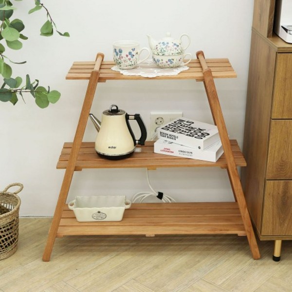  원목 다용도 선반 우드쉘프 3단 캠핑용정리대 (고정형), 1.원목 다용도 선반 3단 (고정형) 