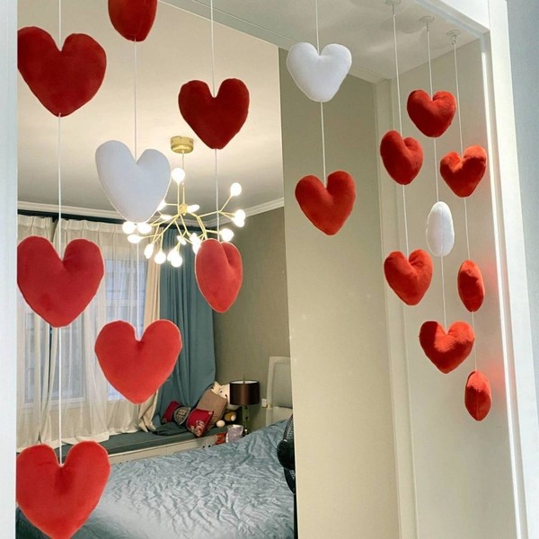  예쁜 하트 실커튼 현관 문발 가림막 공간분리 문발 실 커튼 인테리어 