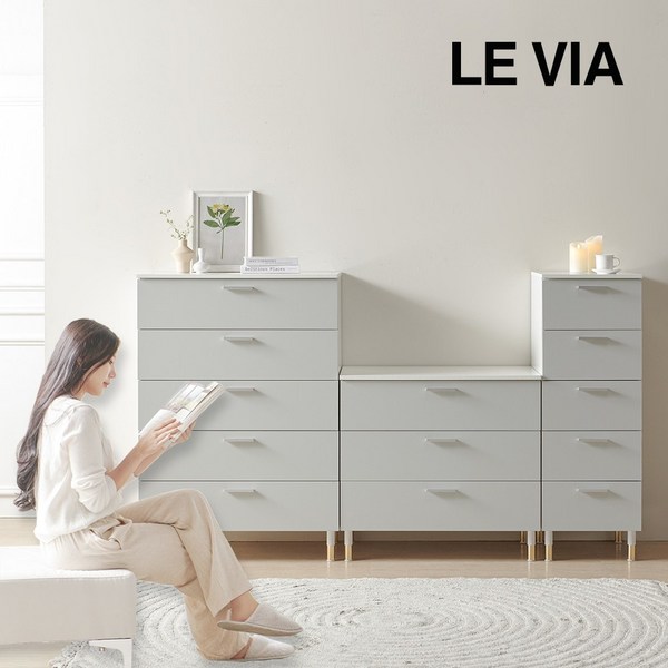  선경가구 르비아 800/600/400 3단 5단 6단 7단 서랍장 틈새 서랍장 모음, 5단600서랍장, 화이트+그레이 