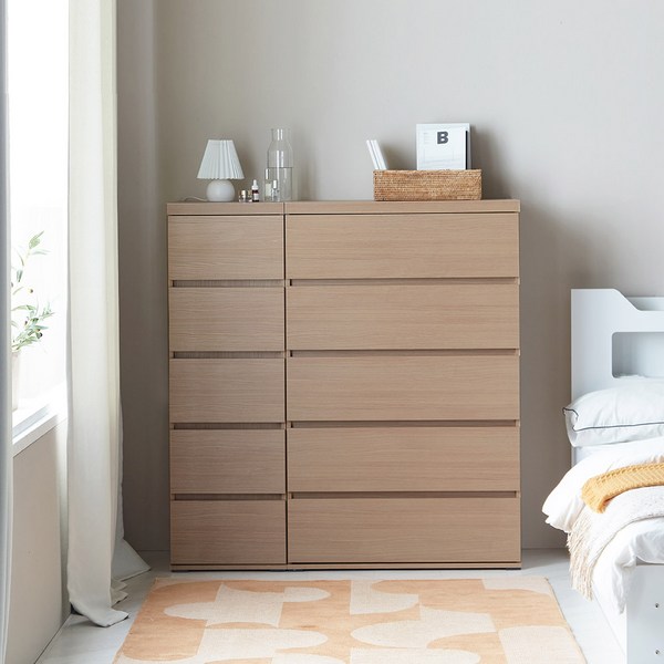  [수납장 당연베스트] 파로마 레이어 광폭 5단 서랍장 800 / 옷수납장 / 넓은서랍장, 오크 
