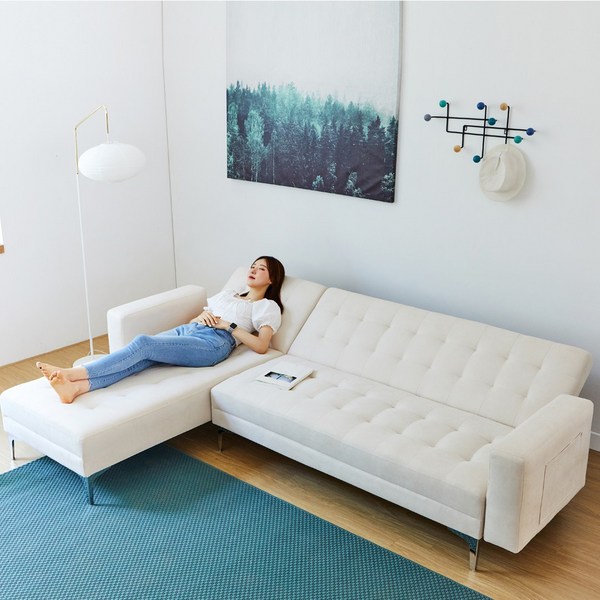  수오 로댄 생활발수 3+1인 카우치 소파베드 (SD-1712), 아이보리 