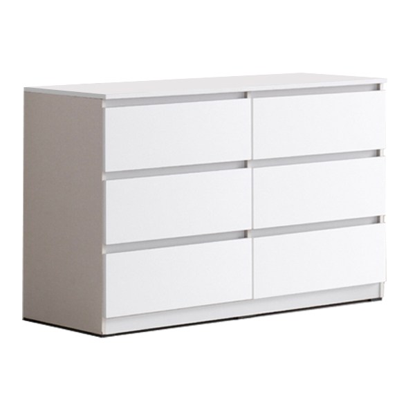  서울경기무료배송 베이직 1200 6칸 3단 와이드 서랍장 넉넉한 수납장 거실장 화장대장 다용도장, 화이트(무광) 