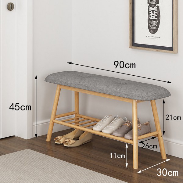 다팜MALL 북유럽 현관 수납 신발장 현관벤치 린넨 빈티지 스톨 대나무 슈즈 고급, 3