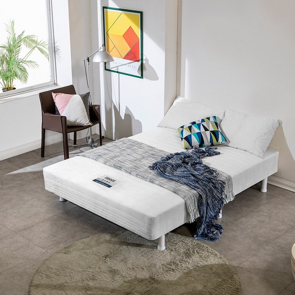 탄탄한 프레임리스 올인원 단면 매트리스 침대 발통 10cm 19.5cm 싱글 슈퍼싱글 더블 퀸, 화이트, 21cm