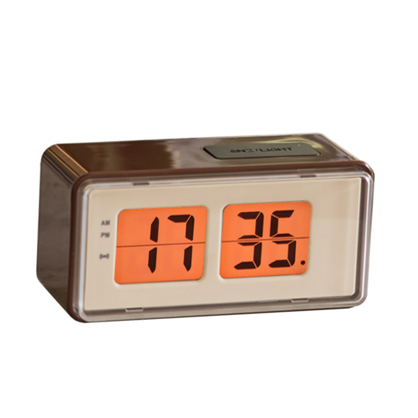 이코노미쿠스 레트로 플립 디지털 무소음 미니 책상 탁상 전자 알람 시계, 브라운 