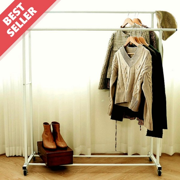  한평한뼘 튼튼한 이동식 옷걸이 행거, 화이트 