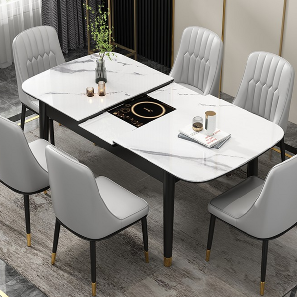  인덕션 식탁 4인용 6인용 확장형 대리석 상판 접이식, 1.6x0.75m 인덕션포함 