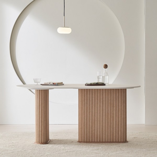 동서가구 이즈 시리스 1600 타원형 템바보드 테이블 식탁, 브라운 IFO063