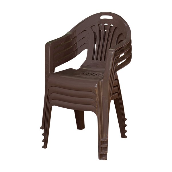  [공룡플라스틱] 야외용 플라스틱 팔걸의 의자(에덴의자) 4개 세트, 에덴의자 4개(브라운) 