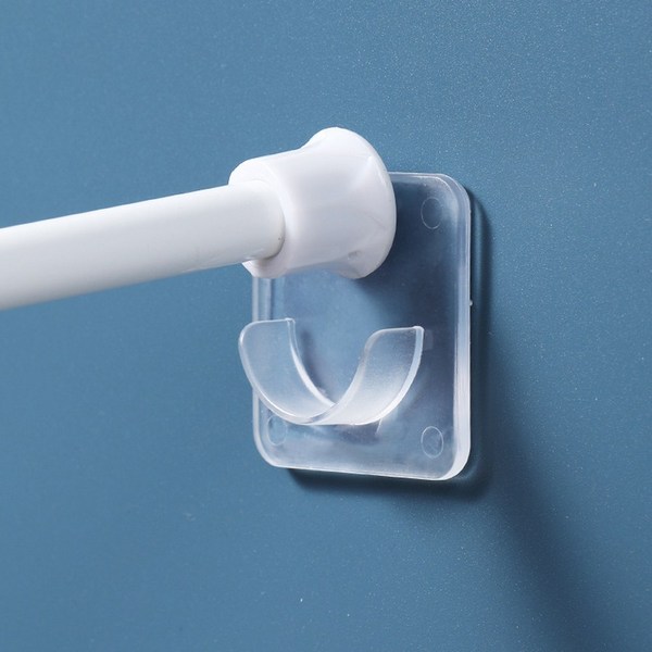 무타공 투명 접착식 커튼봉 압축봉 고정 홀더 거치대 4p, 4개입, 2세트