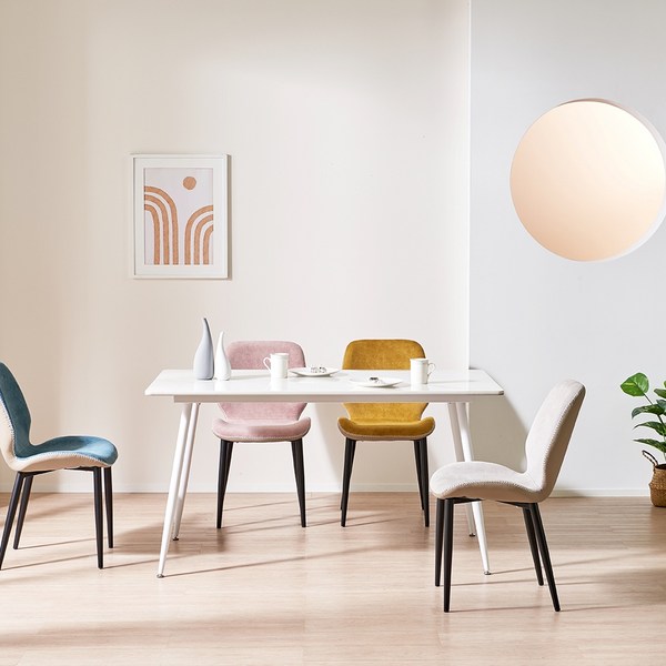 가구앤하우스 앙상블 디럭스 4인용 1400 18T 양면 포세린 세라믹 식탁 테이블, 앙상블 디럭스 4인용 1400 (화이트다리)